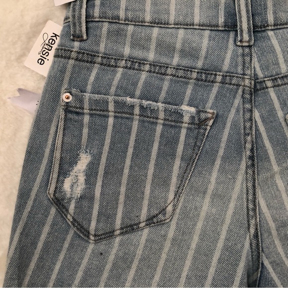 KENSIE JEANS VINTAGE LUXE NWT THE HIGH RISE SHORT SIZE 2/26 STRIPED DENIM - Picture 5 of 16